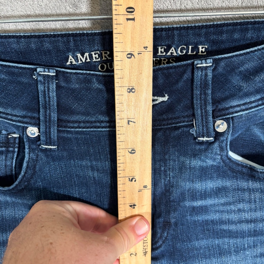 American Eagle Kick Boot Super Stretch Dark Wash Jeans Womens 8 Long - Picture 9 of 12